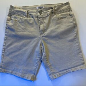 D.Jeans Shorts Womens 14 Solid Khaki Stretch  Pockets Denim Comfortable Modest